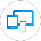 Icon depicting a laptop, a tablet, and a mobile phone