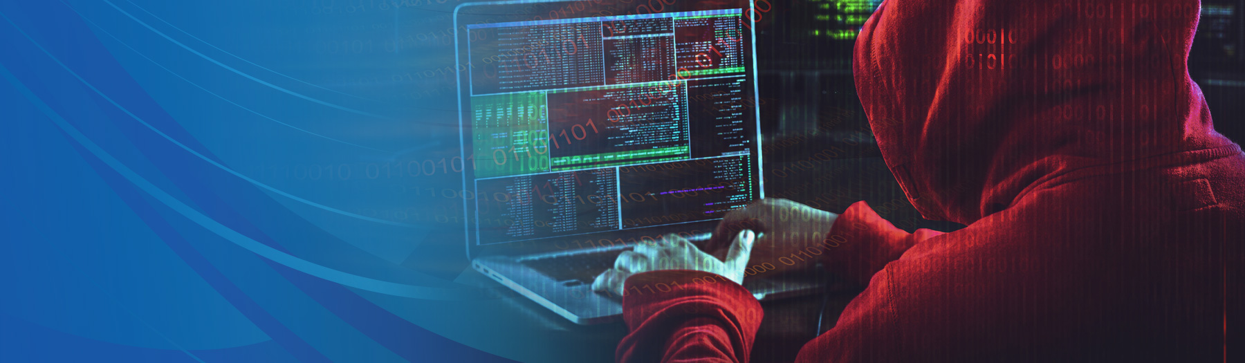 Suspicious looking person using a computer