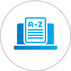 Icon depicting a laptop with a document containing content from A to Z